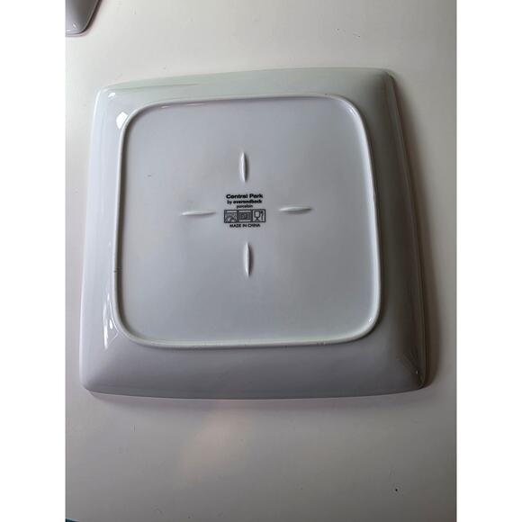 Set of 2 OVER AND BACK Central Park Black Gray Stripes Square 11" Dinner Plates - Picture 4 of 6